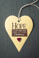 Heart Shaped Tag with Hope Quote for Inspirational Decor Display