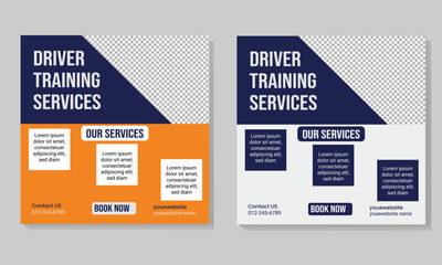 Professional driving school social media post design template
