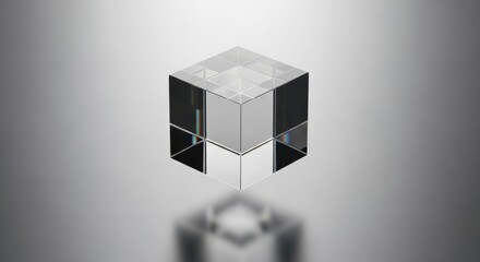 Abstract crystal cube refracts light with stunning clarity, symbolizing innovation and precision in design