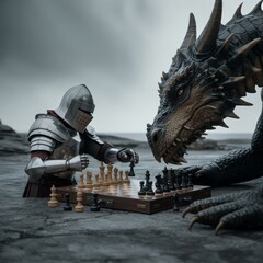 Knight Dragon Chess Game medieval