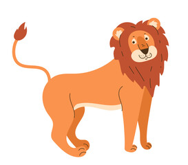 Lion cartoon doodle flat style simple design isolated on white background concept. Vector flat cartoon graphic illustration