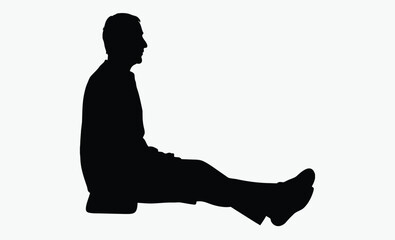 Sitting man silhouette, Sitting Man Vector Silhouette, sitting man, stool pose, male silhouette