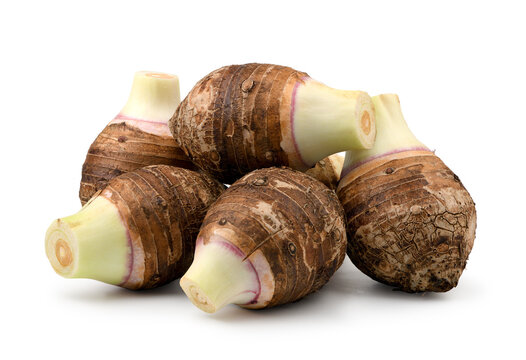 Fresh taro isolated on white background.