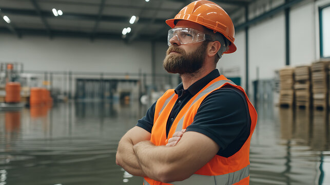 Safety-conscious worker in protective gear at an industrial site, ensuring safety standards are upheld for a secure work environment. #SafetyFirst - Powered by Adobe