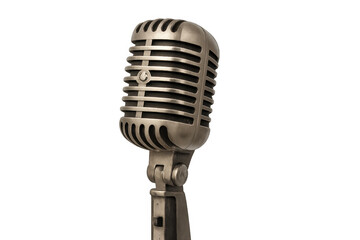 Fototapeta premium Classic microphone on a transparent background, evoking the golden age of broadcasting and audio recording