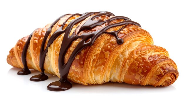 Golden Croissant Drizzled with Rich Chocolate Ganache