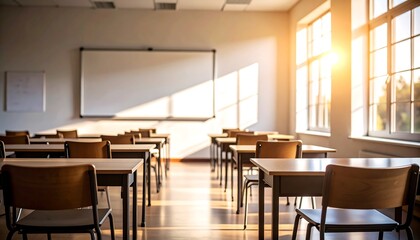 Empty classroom bathed in sunlight (2)