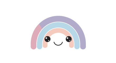 Cute Pastel Rainbow Character with Smiling Face Illustration.