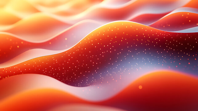 Abstract Orange and White Wave Background with Glowing Particles