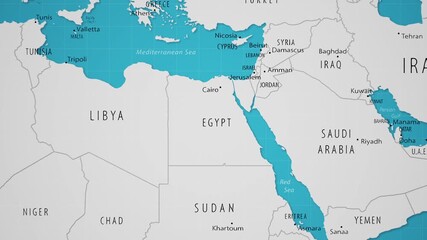 Egypt on the World Map with Animated National Flag