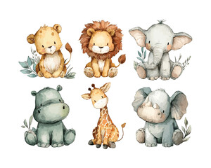 Naklejka premium set of cartoon animals