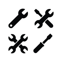 Naklejka premium Wrench and Screwdriver Icons Set Repair Tool Silhouettes for Maintenance Design
