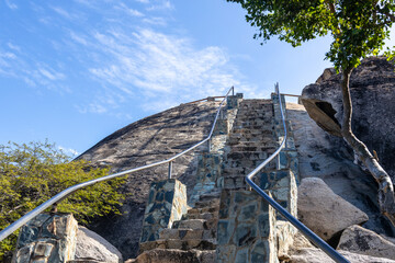 Steps descending from the top of the Ayo and Casibari rock formations. These huge tonalite boulders were believed to have been formed by volcanic activity millions of years ago.