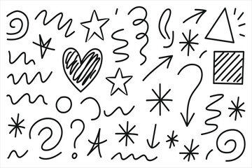 Hand-Drawn Doodle Shapes and Symbols Vector Set