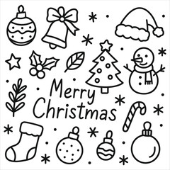 Hand-Drawn Christmas Doodle Icons Set