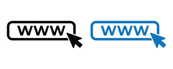 WWW Internet Buttons with Cursors Icon Set Vector Isolated on White Background

