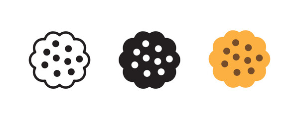 Browser Cookie Bite Biscuit Icon Set Vector Isolated on White Background

