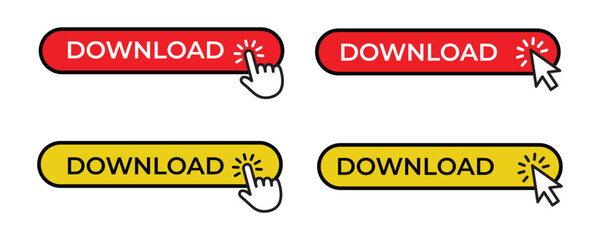 Download Button Icon Set Vector Isolated on White Background