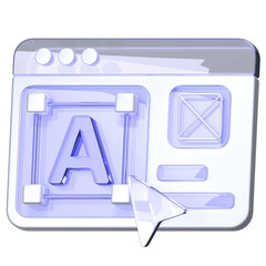 a wireframe draft on screen with glass concept 3D Icon Illustration Low Poly Style