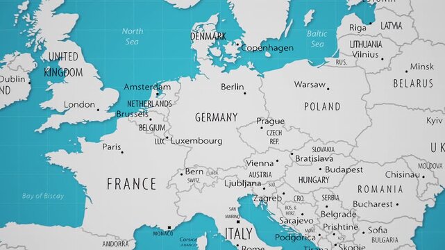 Germany on the World Map with Animated National Flag