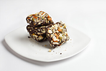 Nuts Chocolate, served in white ceramic plate