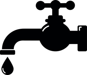 Water faucet icon with dripping water
