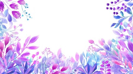 Watercolor floral frame on white background. Neural network AI generated