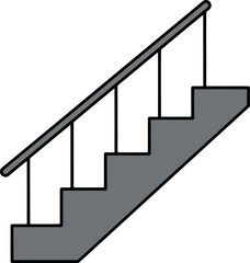 Modern gray staircase with handrail vector illustration
