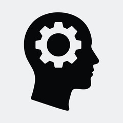 Silhouette head with gear brain abstract concept vector illustration