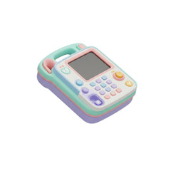 Cute pastel toy phone with buttons and screen