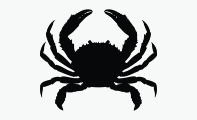Crab silhouette, marine animal, ocean clipart, vector illustration of a crab silhouette 