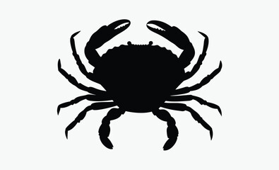 Crab silhouette, marine animal, ocean clipart, vector illustration of a crab silhouette 