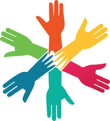 Obraz premium Hands together unity and solidarity icons vector