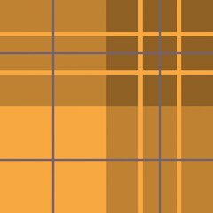 A geometric pattern features overlapping horizontal and vertical lines, creating a grid-like design in various shades of orange and brown. The intersecting lines produce a plaid effect.