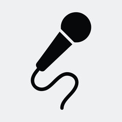 Silhouette microphone with cable simple and clean style vector illustration