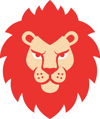 Fierce red lion head mascot logo icon