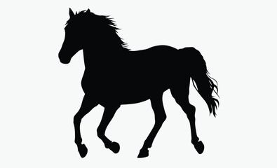 Running horse silhouette, galloping stallion, wild animal, A silhouette of a running horse 
