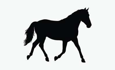Running horse silhouette, galloping stallion, wild animal, A silhouette of a running horse 