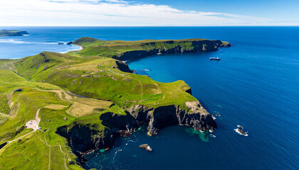 Silence of the Strait of Magellan, icy blue waters gently curving between untouched green cliffs