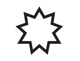 Bahai religious symbol in silhouette on white background