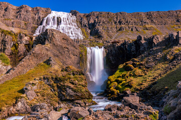 Obraz premium Dynjandi Waterfall volcanic landscape in Iceland