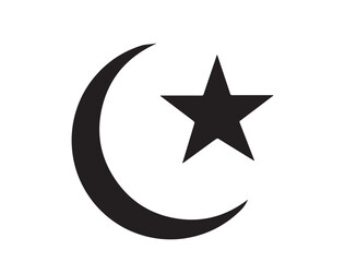  Islam religious symbol in silhouette on white background