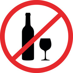 No alcohol sign bottle wine glass prohibition