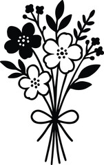 Silhouette floral bouquet graceful flower arrangement vector Illustrator