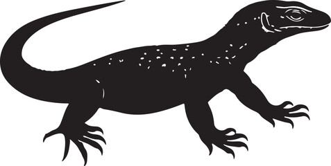 Naklejka premium Ackie monitor lizard silhouette in vector art