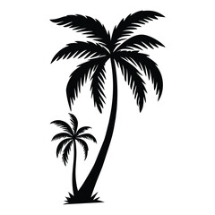 Palm tree silhouette vector illustration for tropical beach and summer vacation design