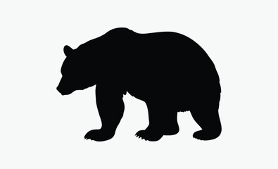 Bear family silhouette, wild animal shapes, black forest clipart, Bear family black silhouette animals, Vector Illustrator. 