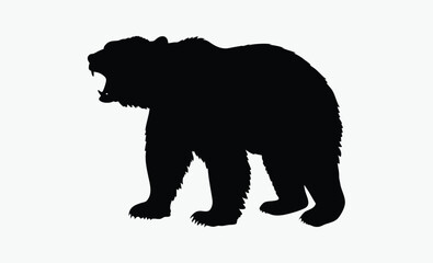 Bear family silhouette, wild animal shapes, black forest clipart, Bear family black silhouette animals, Vector Illustrator. 