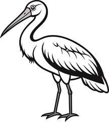 Spoonbill line art vector , black and white , white background 