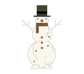 Stylized Snowman with Top Hat and Scarf cheerful festive winter character illustration